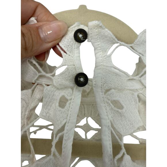 Free People Crochet Top Women S White Floral Boho Bell Sleeve Bohemian - Picture 6 of 7